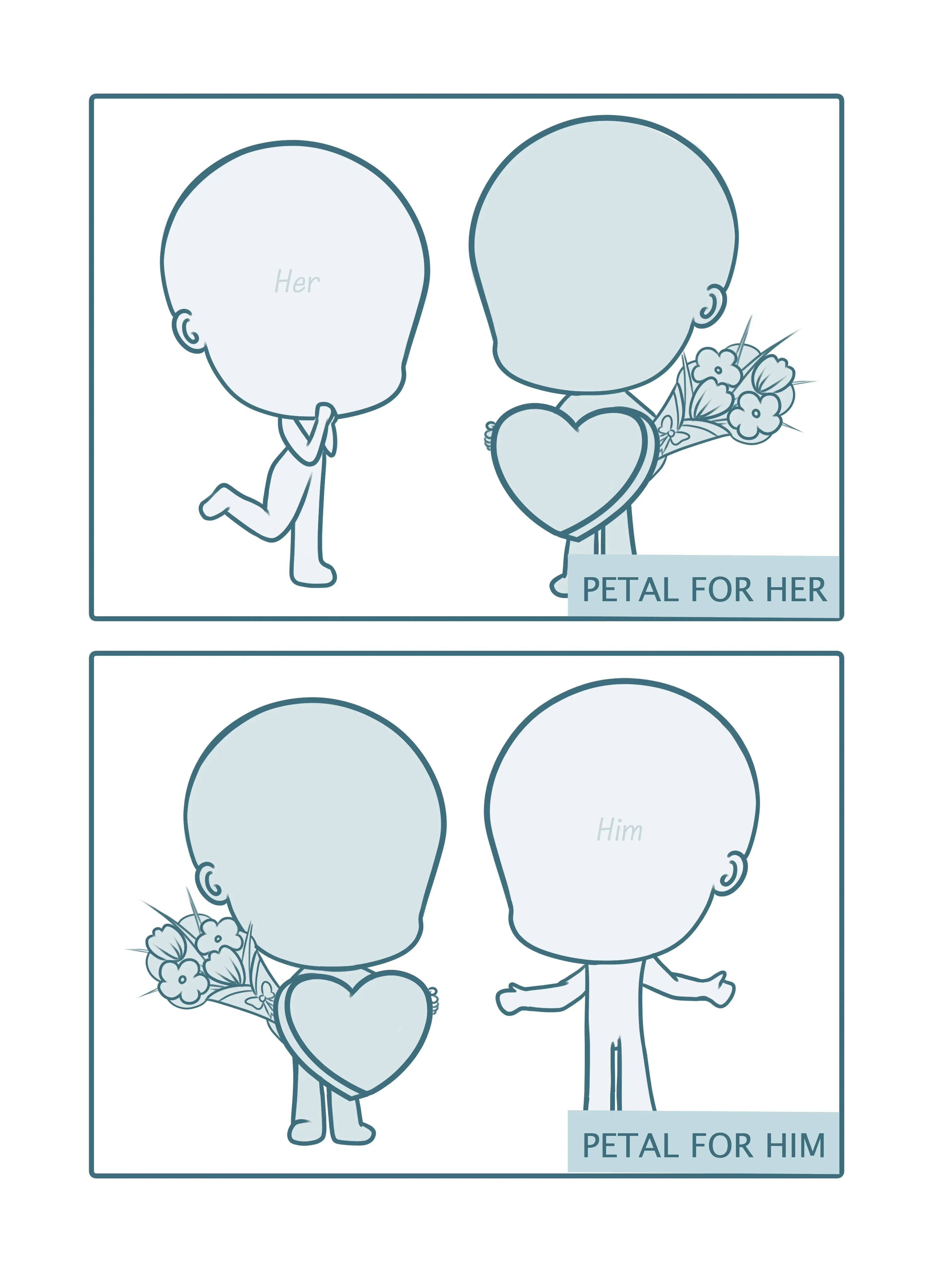 Personalised keychain for couples template - Petal for her and Petal for him