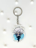 Gojo Satoru acrylic anime keychain placed against a plain white background